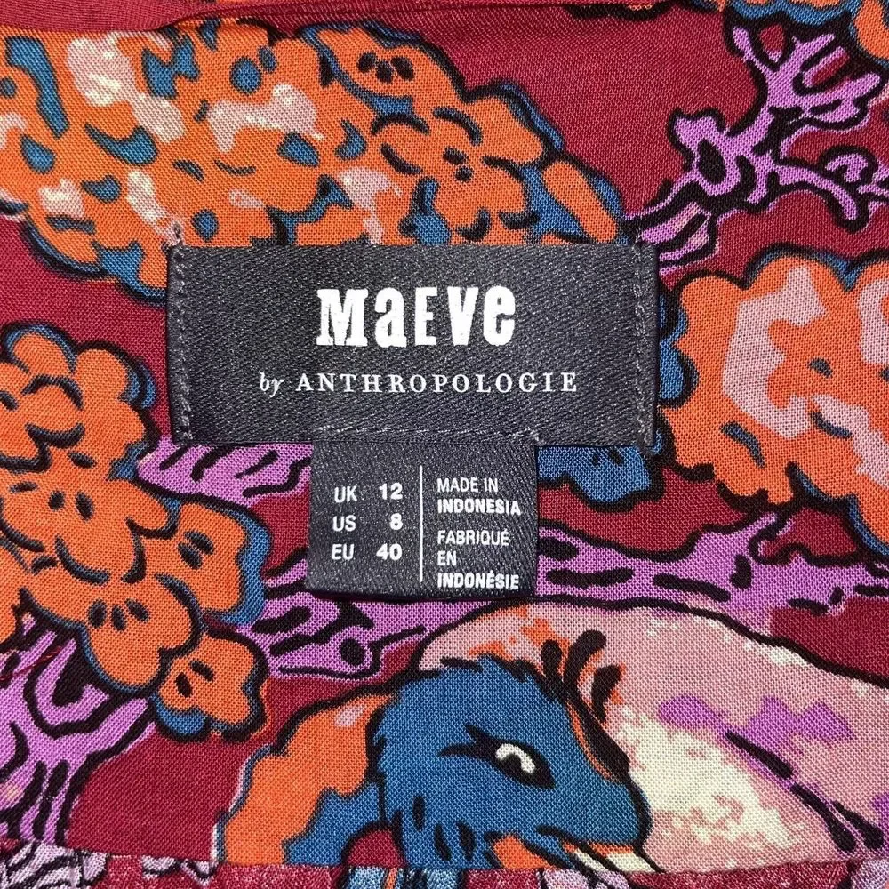 Anthropologie Maeve 8 Darla Floral Crane Bird Blouse Button Front Top - Picture 6 of 7